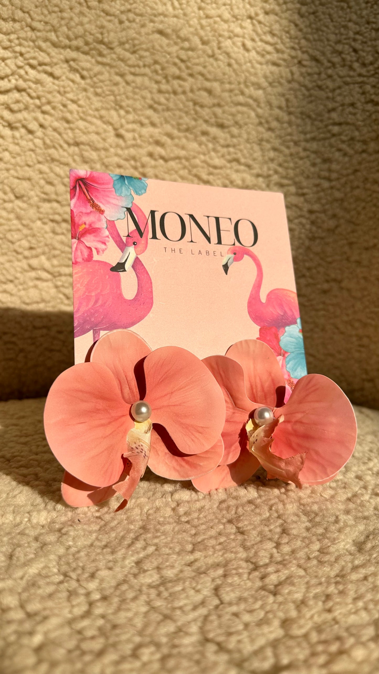 Peachy pink flower hair/shoe clips