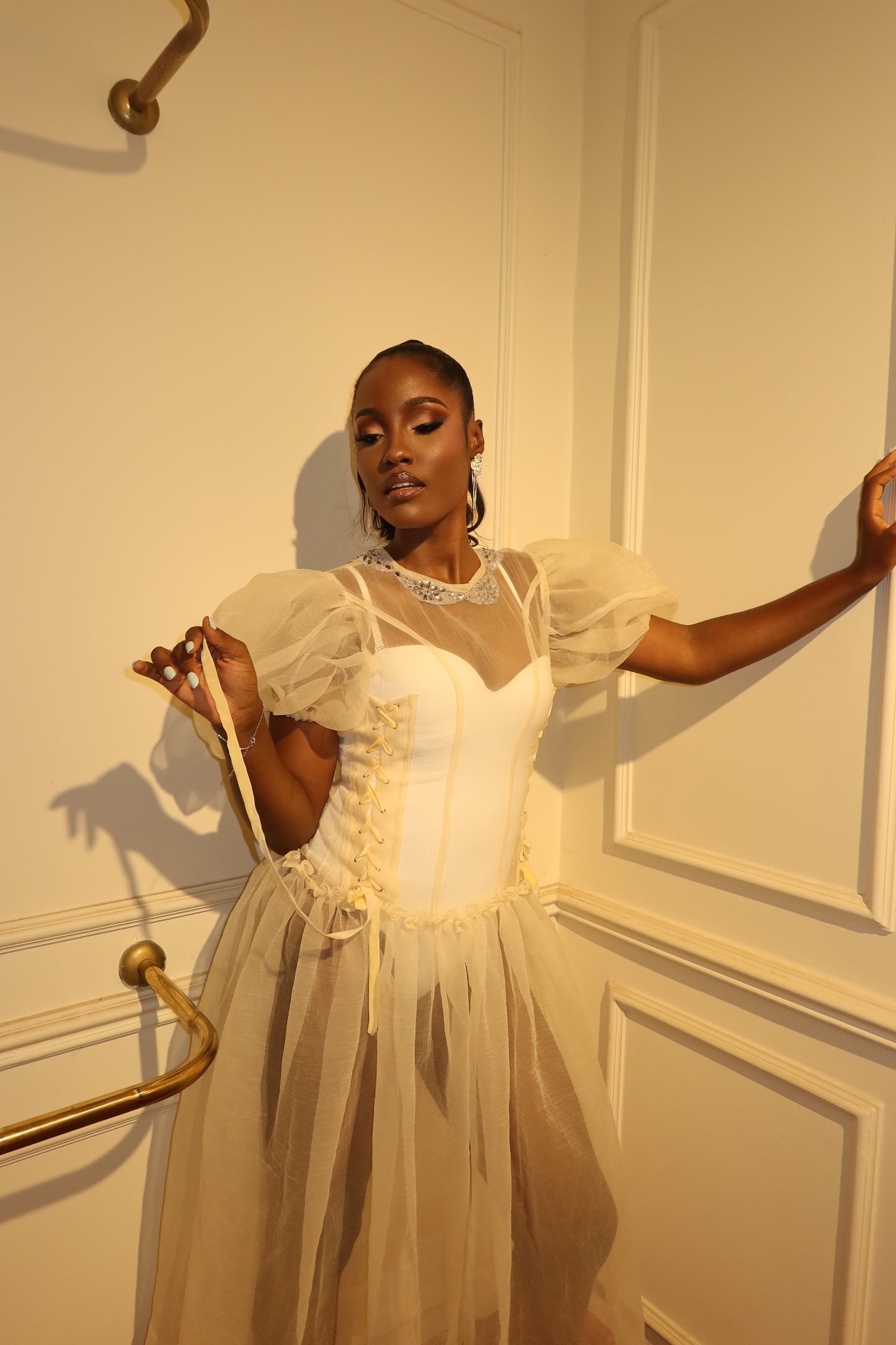 Chloe Bejewelled throw on in vanilla 🍨