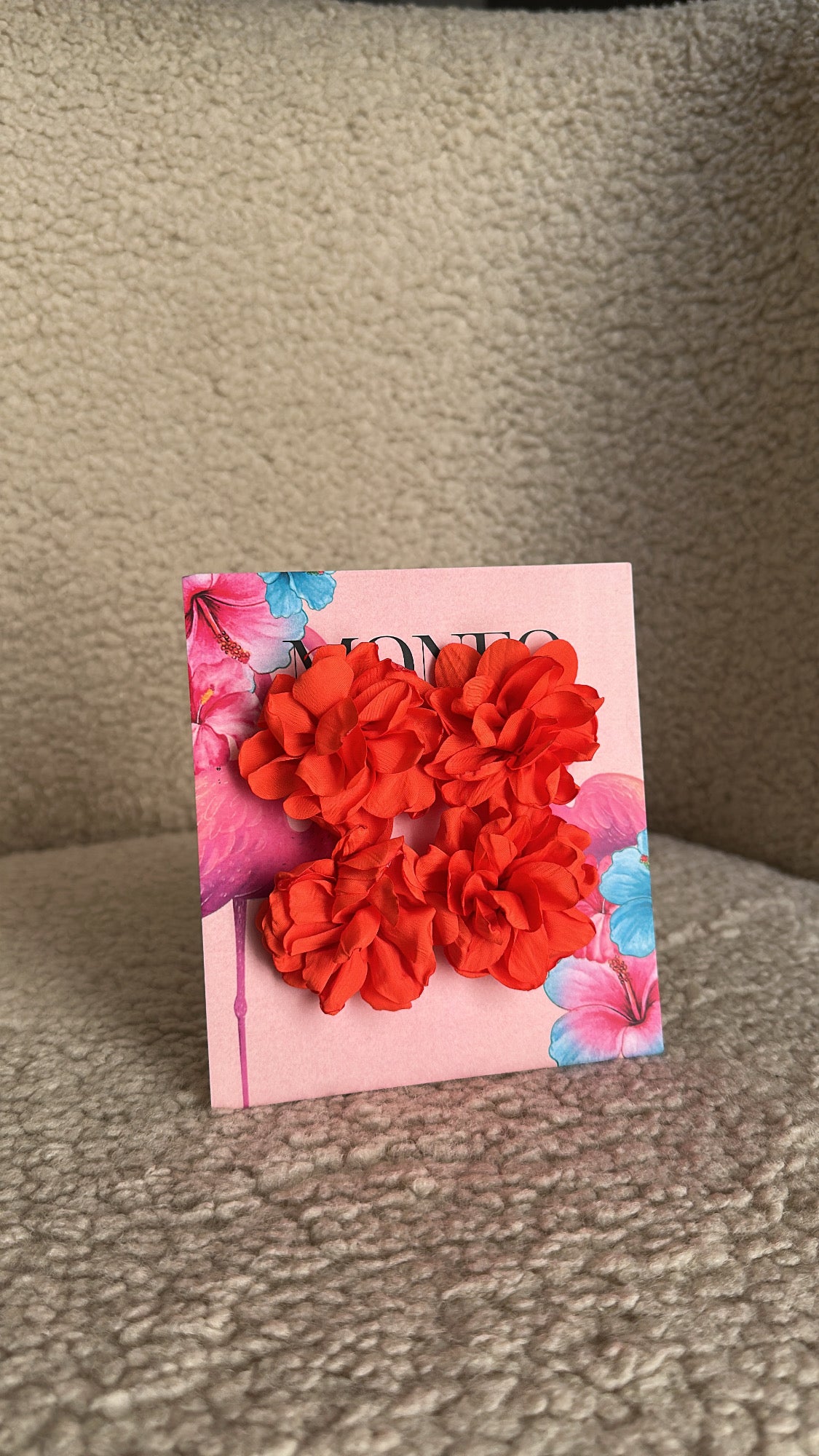 Orange floral earrings