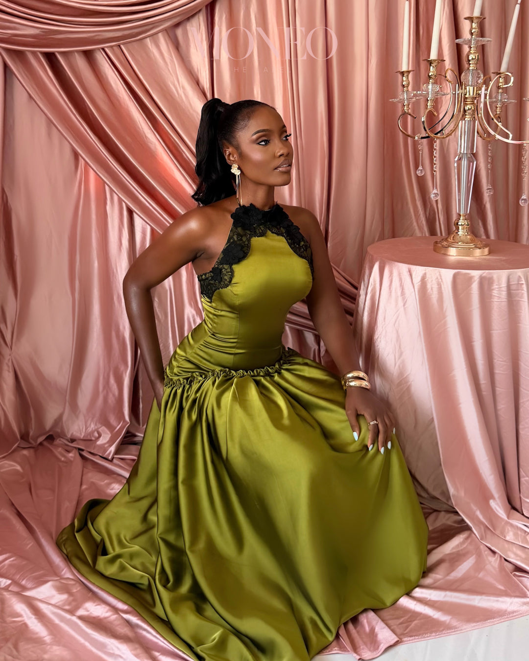 Zada Olive 🫒 lace detailed dress