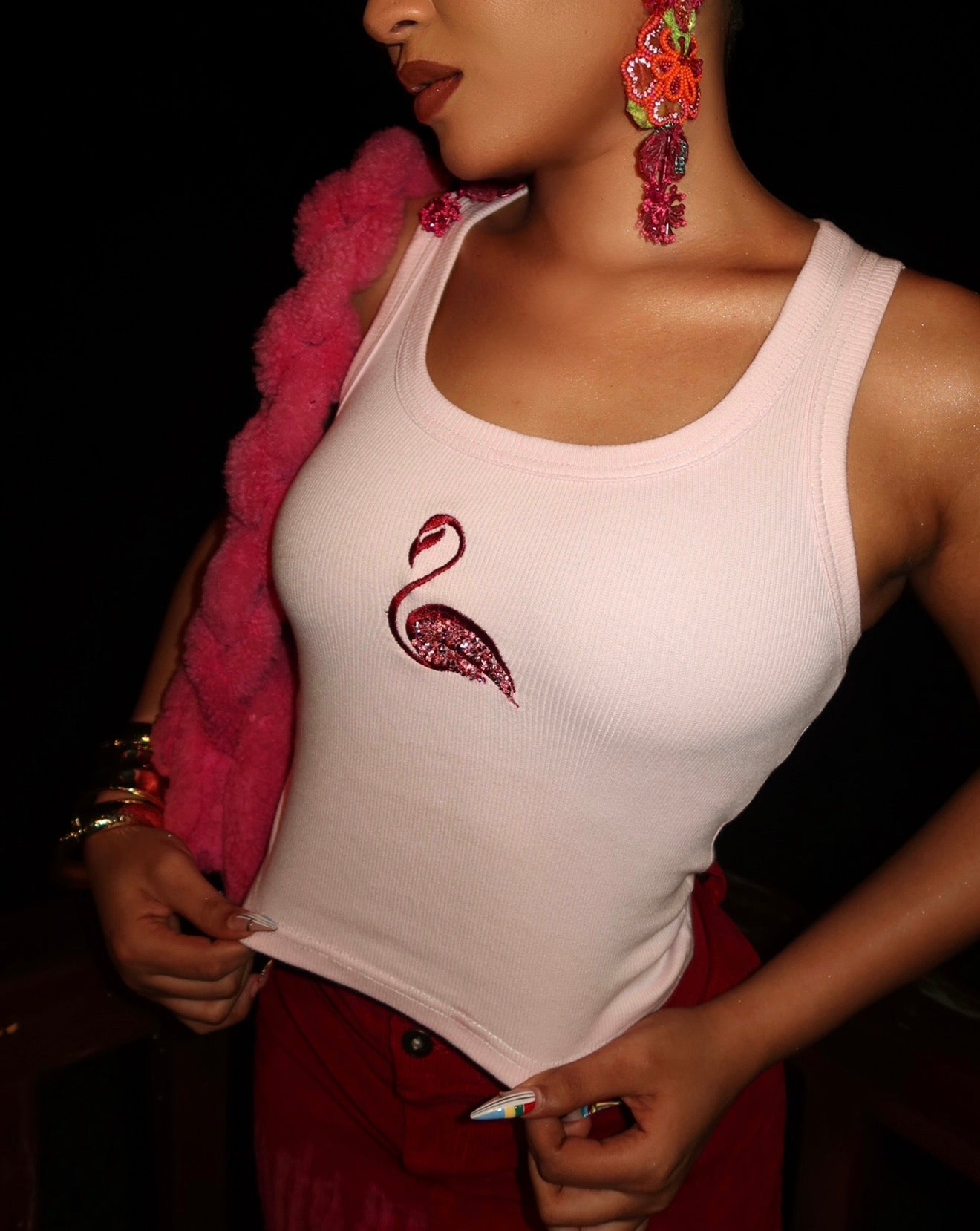 The Flamingo Tank in Baby pink