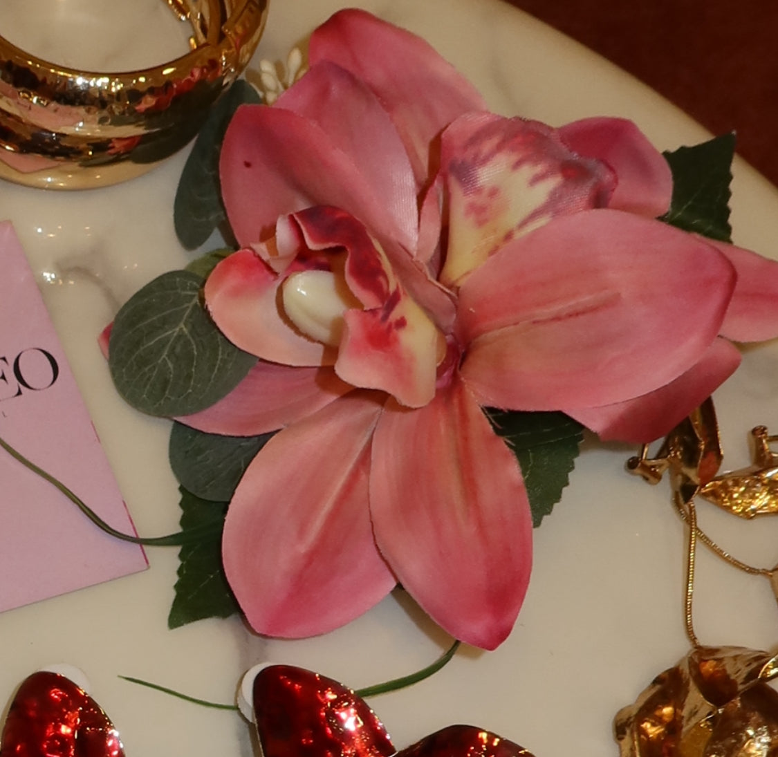 Pink Orchid flower clip