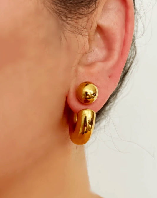 Gold Two piece hoops.