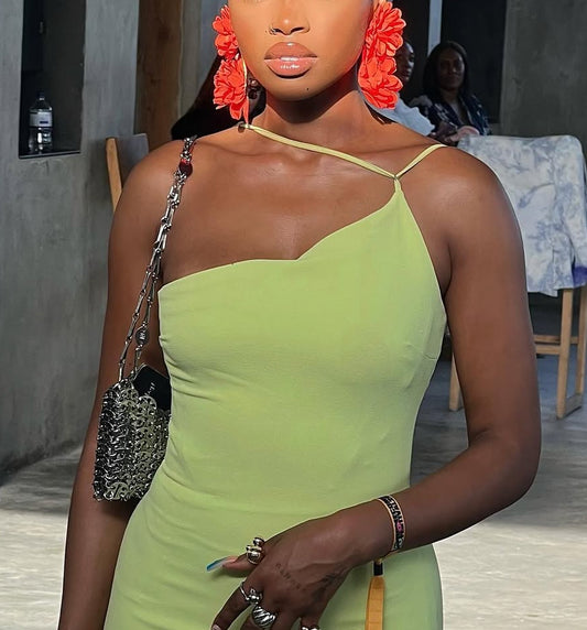 Orange floral earrings