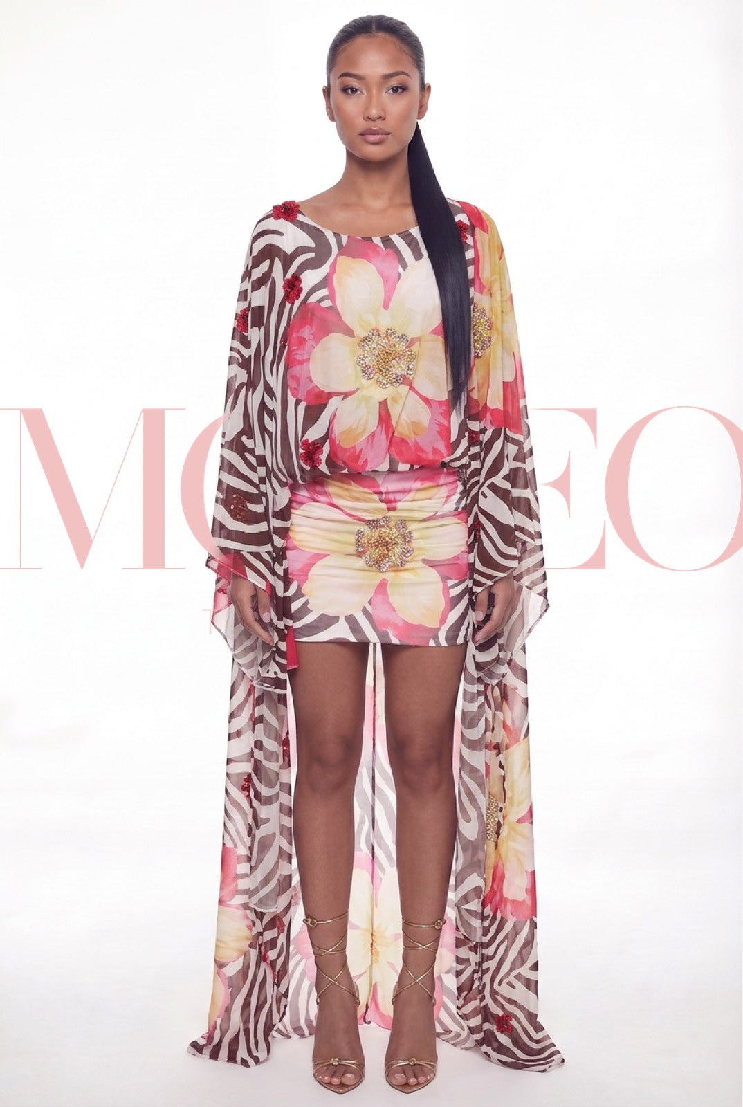Marea Embellished mini dress in Zebra