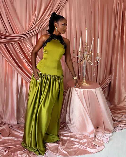 Zada Olive 🫒 lace detailed dress