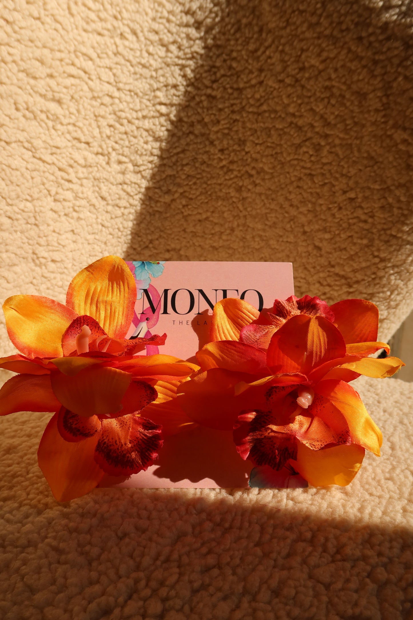 Orange Orchid flower clip