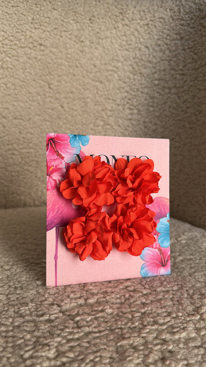 Orange floral earrings