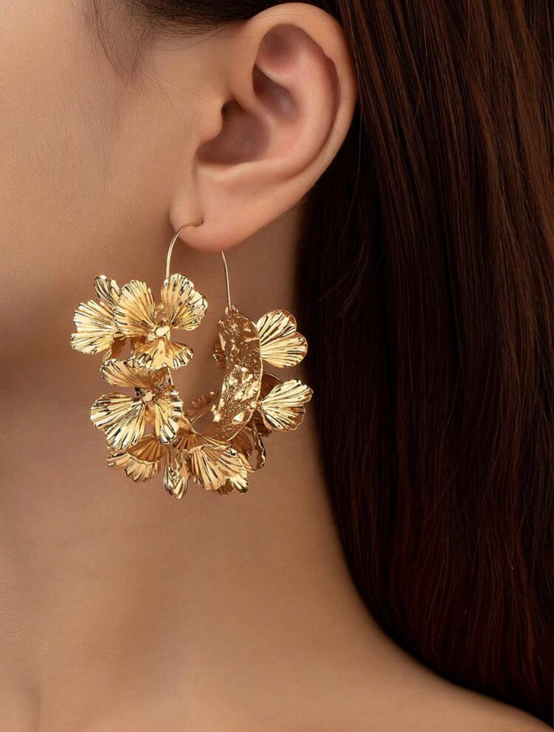 Gold floral earrings