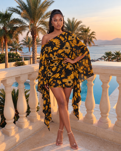 Zuri Embellished resort dress in beehive