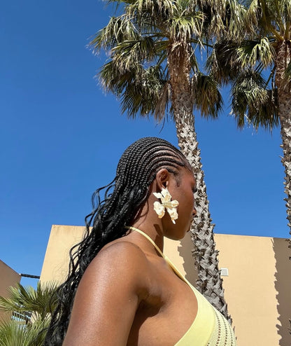 White Acetate Summer Earrings