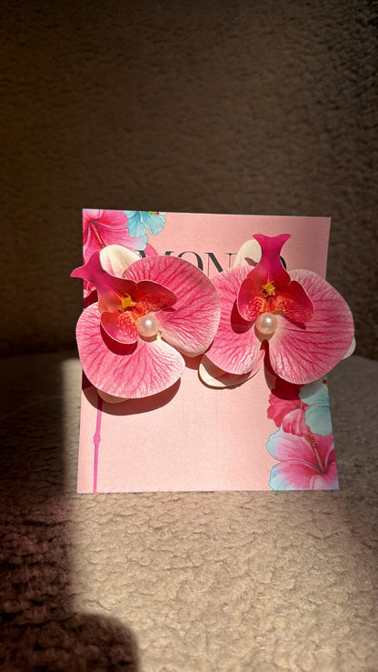 Orchid floral earrings.