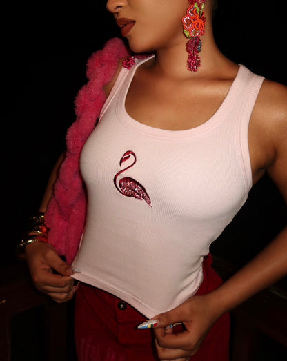 The Flamingo Tank in Baby pink