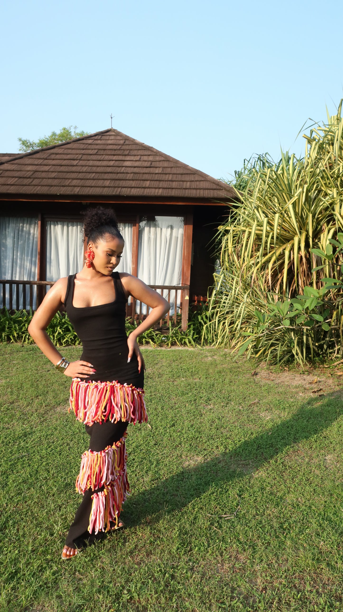 Mali Sunset Fringe Maxi Dress