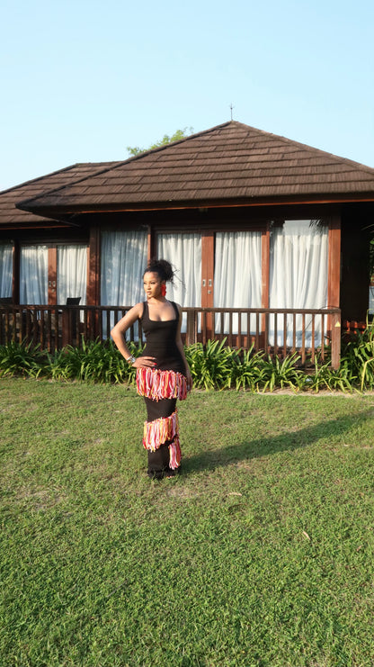 Mali Sunset Fringe Maxi Dress