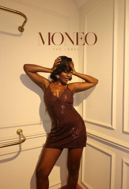 Cocoa kisses 🤎 Brown beaded slip dress