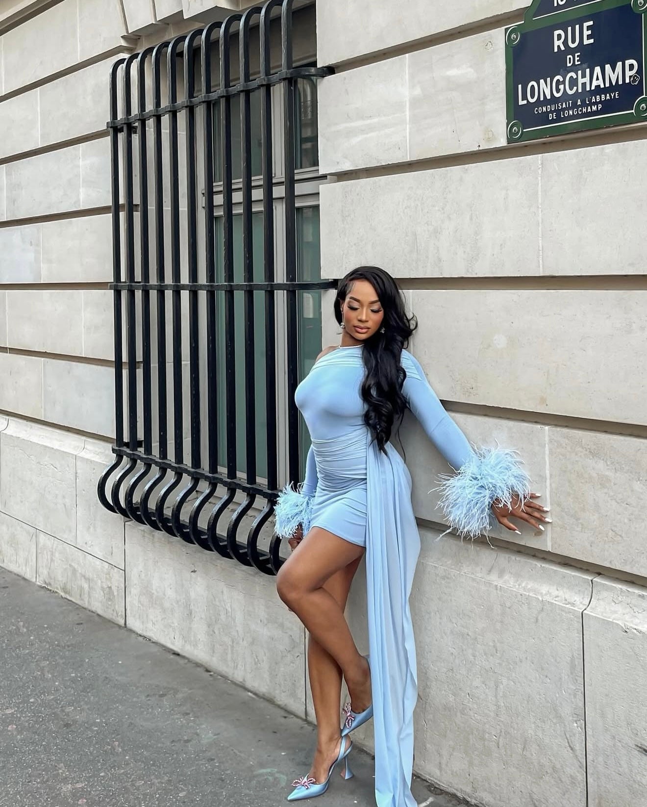 Powder Blue Riley mini dress.