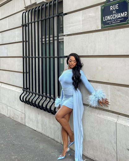 Powder Blue Riley mini dress.