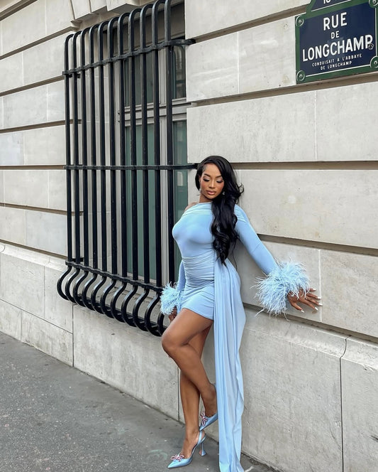 Powder Blue Riley mini dress.