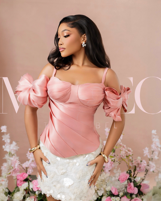 Monét Corset Top & Sequin summer mini set in blush