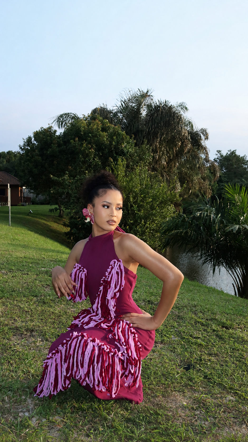 Jorja Fringe Maxi in grape.
