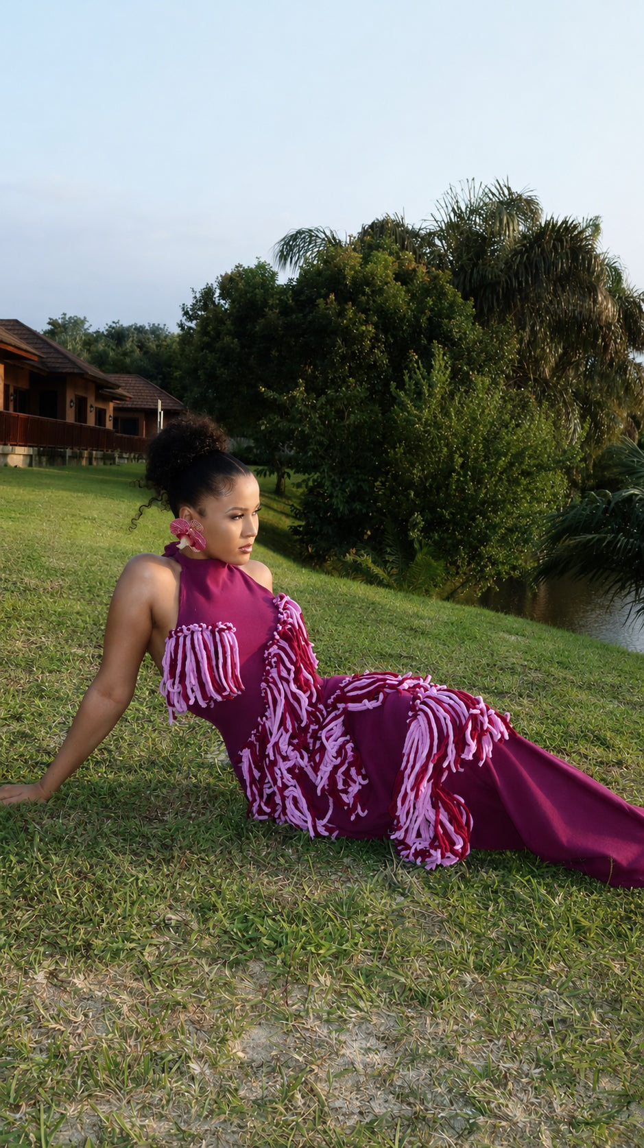 Jorja Fringe Maxi in grape.